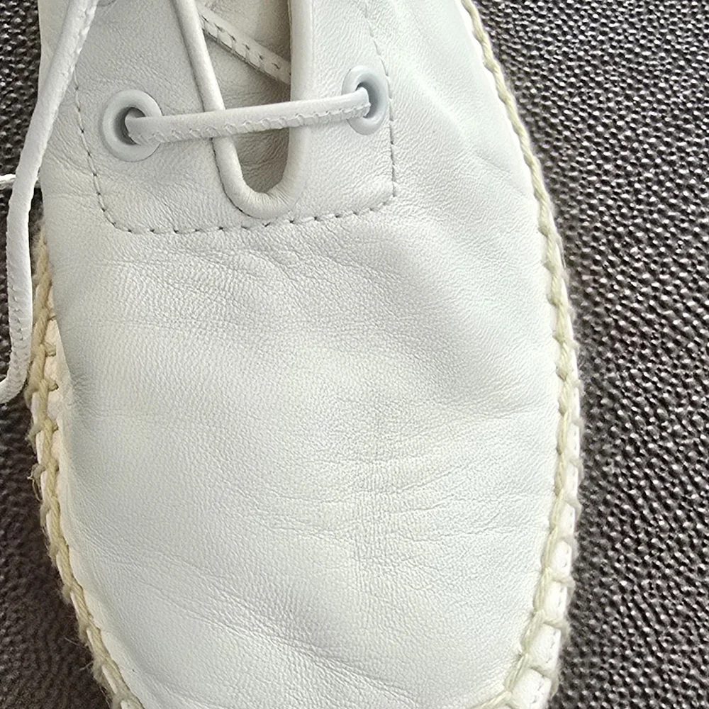 Frame Le Boston White Leather High Top Espadrilles Booties Size 7.5 Excellent